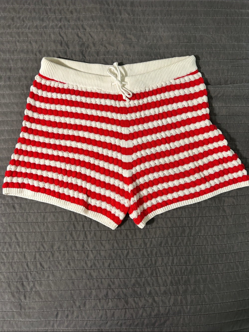 Old Navy Red and White Striped Knit Athletic Shorts